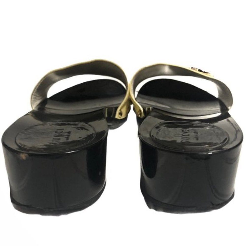 Gucci Vitello Vernice Icon Bit Wood Clogs Yellow Size 7 - Picture 3 of 8